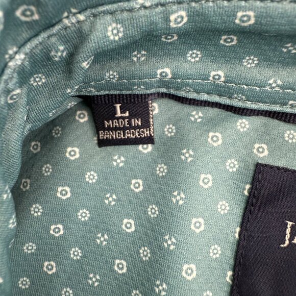 JACHS Men's Button-Up Shirt Casual Everyday Wear, Relaxed, Green Pattern, L NEW - Picture 5 of 12